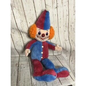 Vintage 1980s Clown Plush Mighty Star Clint the Clown 80s Stuffed Clown Doll 21”